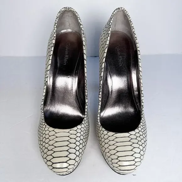 Calvin Klein Karsyn Python Embossed Leather Platform Pumps 7M - Picture 5 of 13